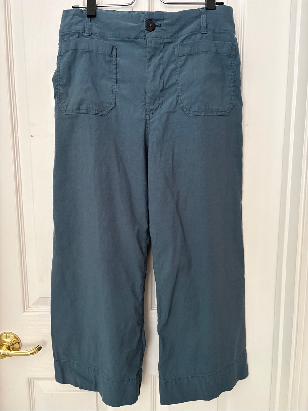 Maeve Colette Cropped Wide Leg Iris Blue Magic Fabric Pants